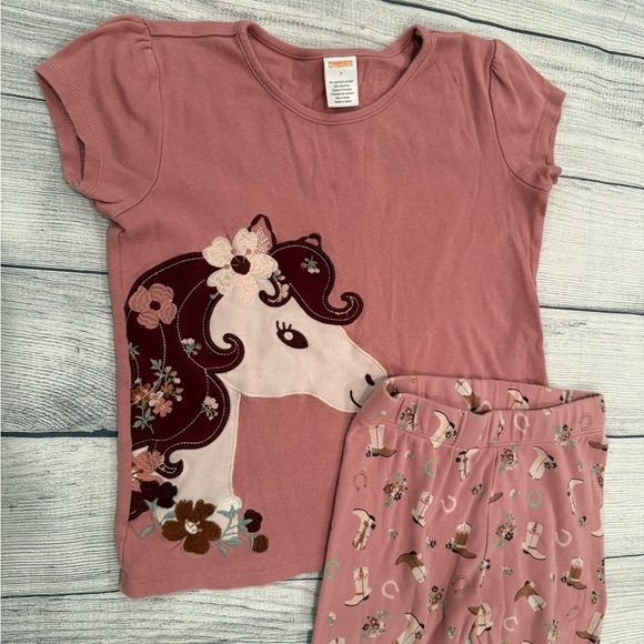Gymboree Pink Pajama Set with Ruffled Top and Floral Bottoms/girls size 7 - Picture 3 of 12